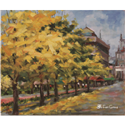 阿勃勒盛開的街景